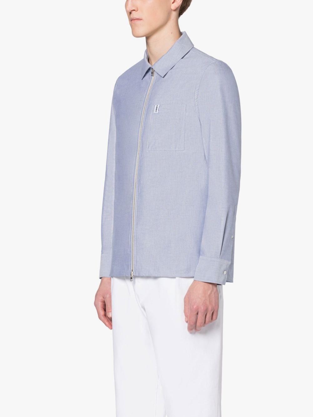 ZIP UP BLUE COTTON SHIRT - 3