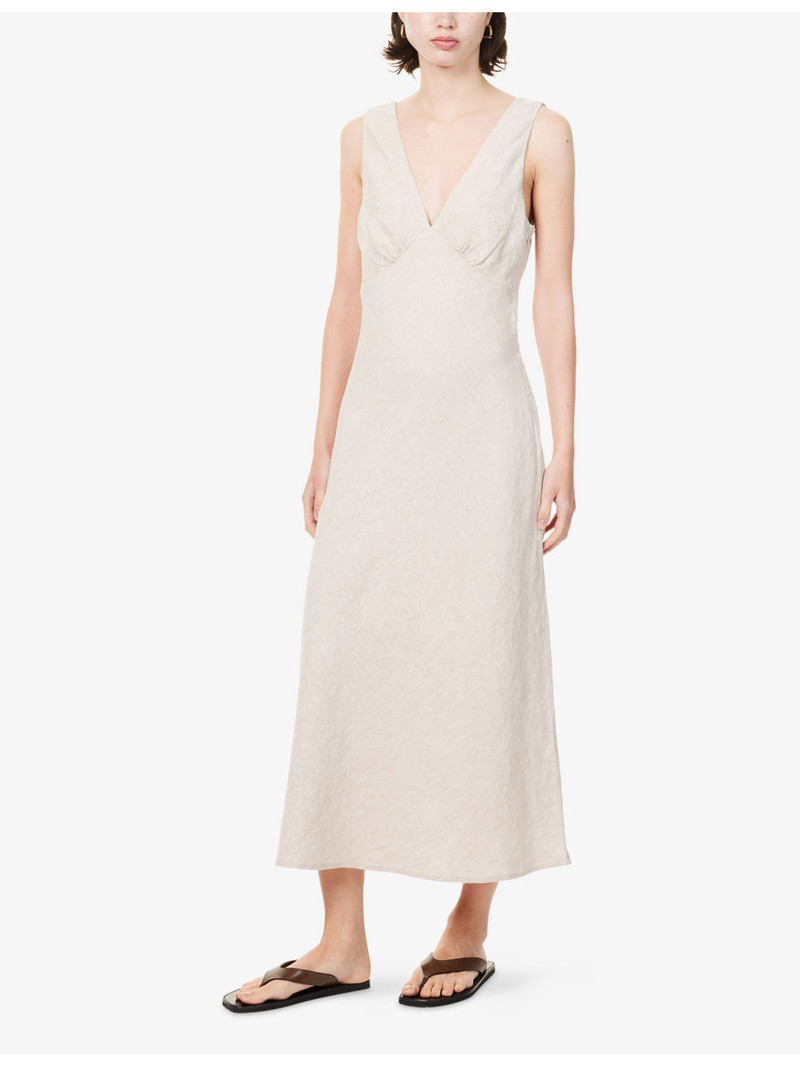 Avianna V-Neck Linen Midi Dress 3
