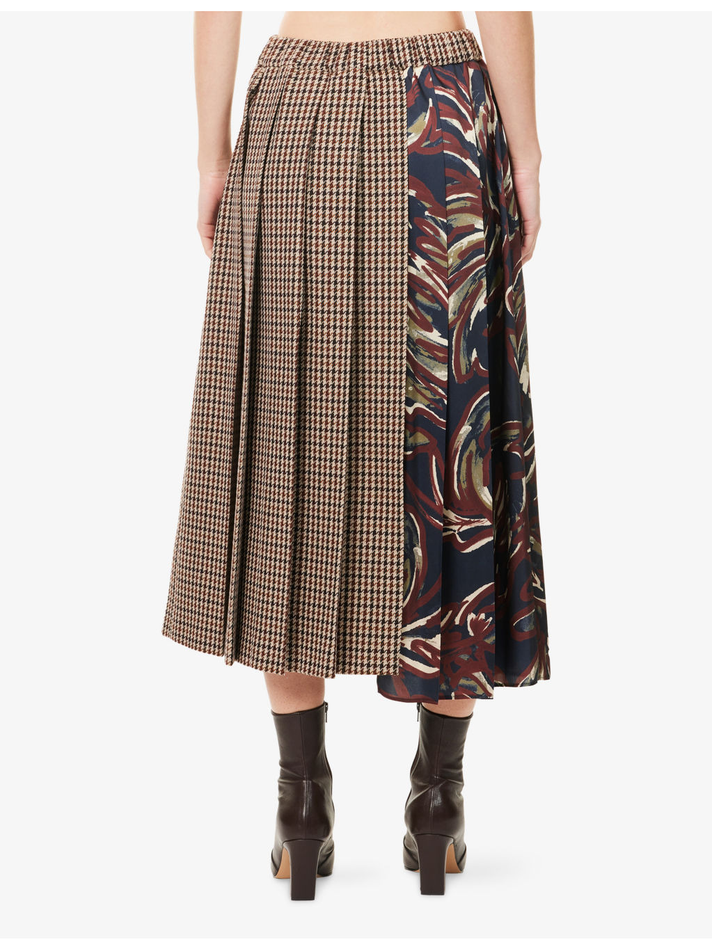 Fanale Contrast Pleat Wool-Blend Midi Skirt - 4