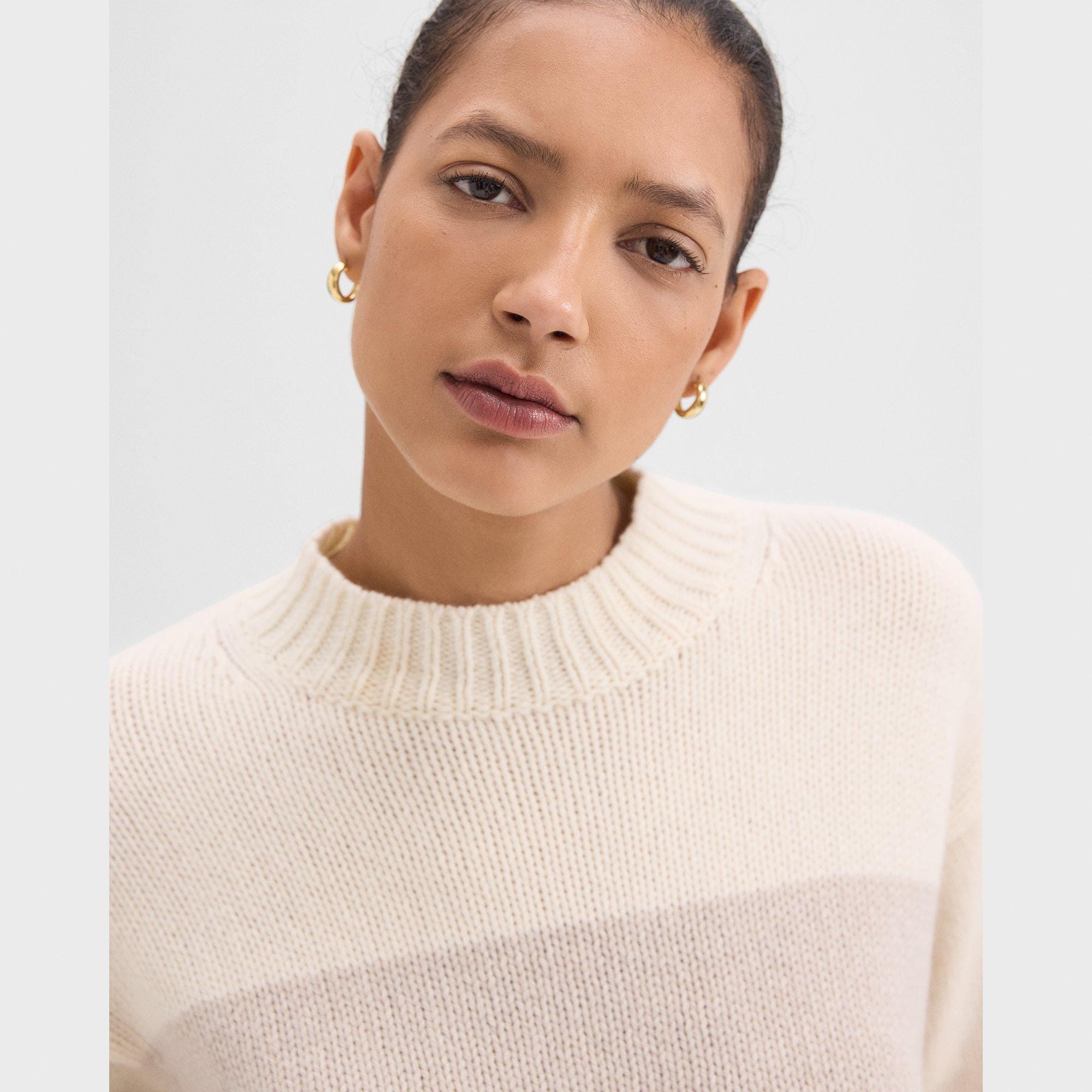 Colorblock Sweater in Felted Wool-Cashmere - 5