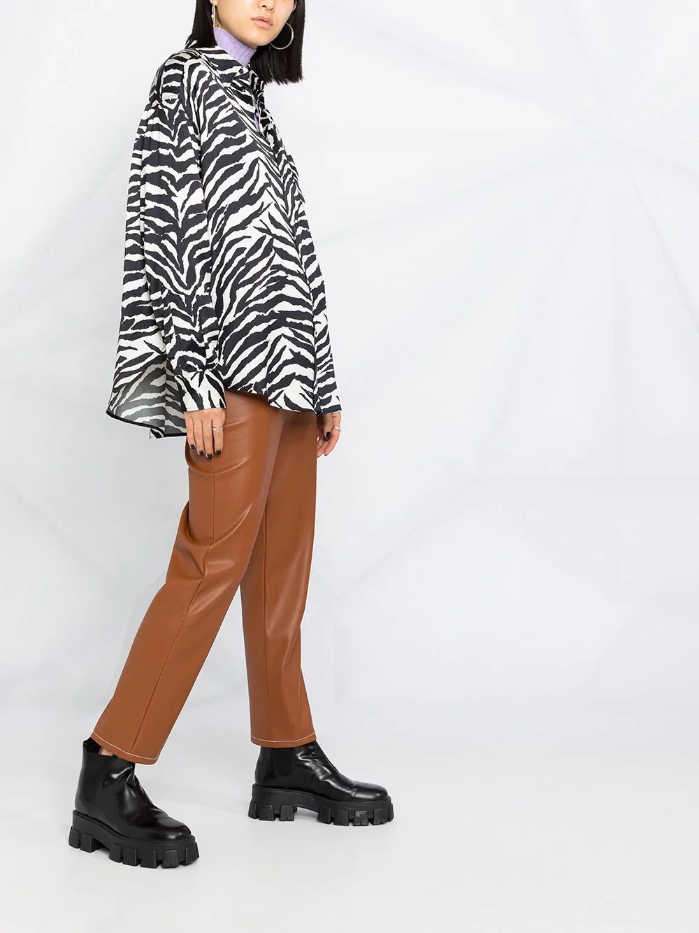 zebra-print oversized shirt - 6