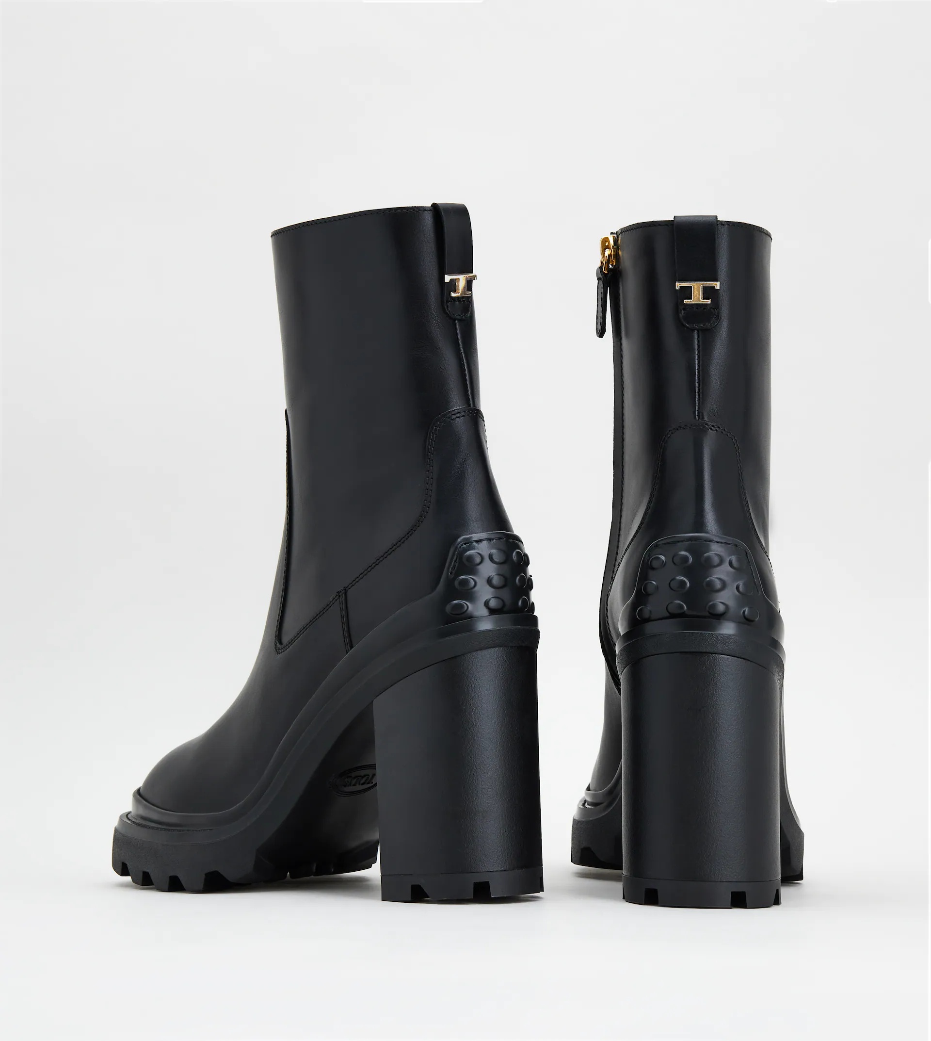 ANKLE BOOTS IN LEATHER - BLACK - 3