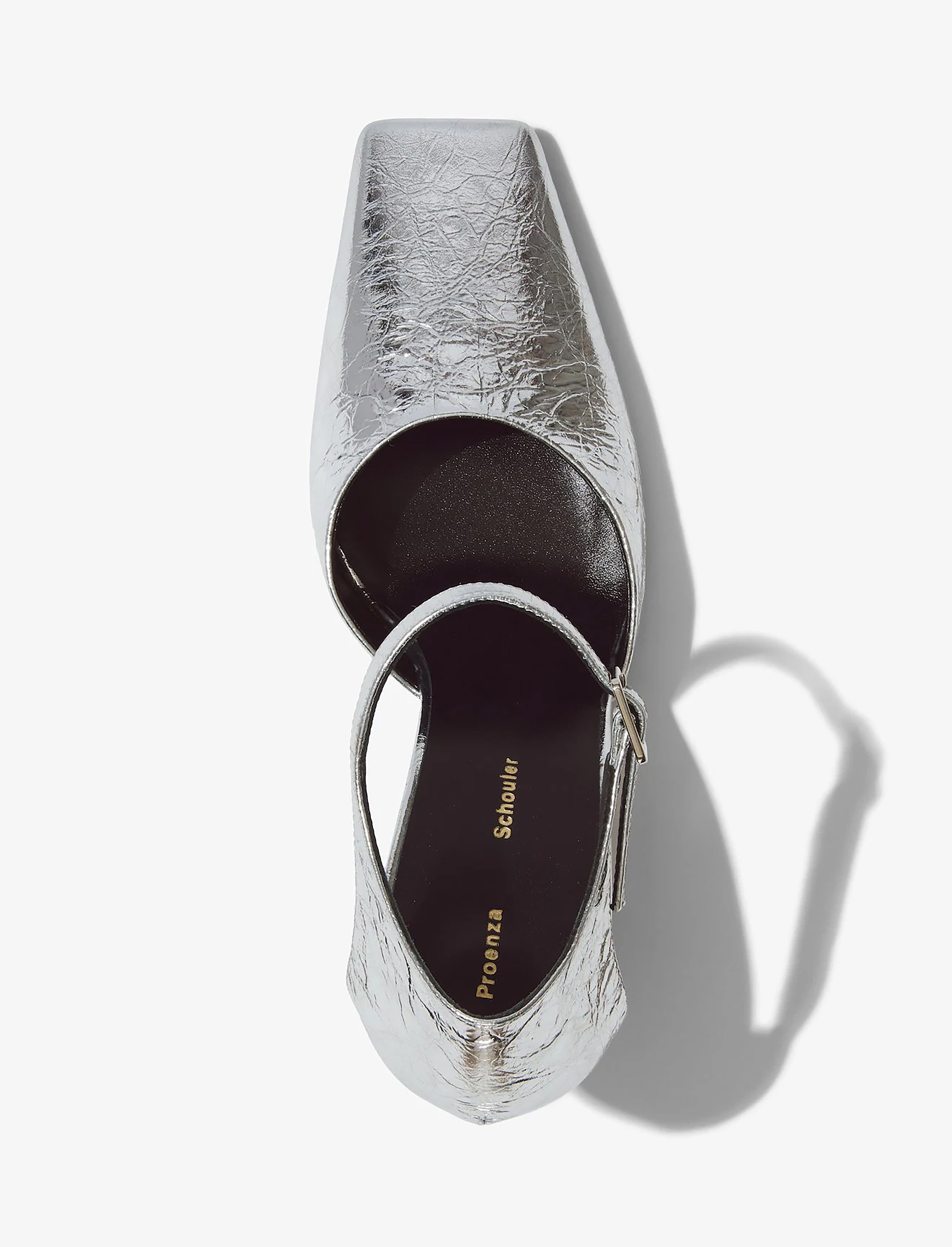 Quad Ankle Strap Pumps in Crinkled Metallic - 4