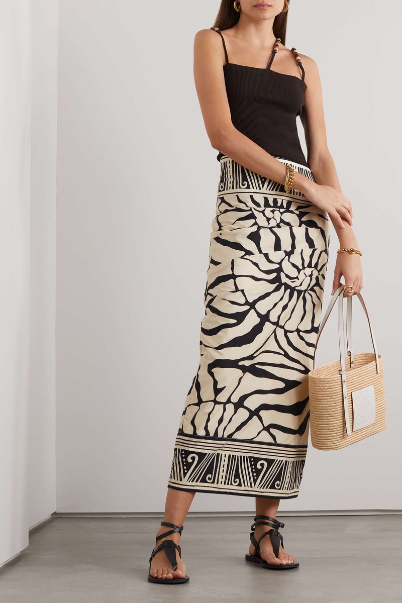 Johanna Ortiz Cañabrava asymmetric printed cotton-poplin midi skirt outlook