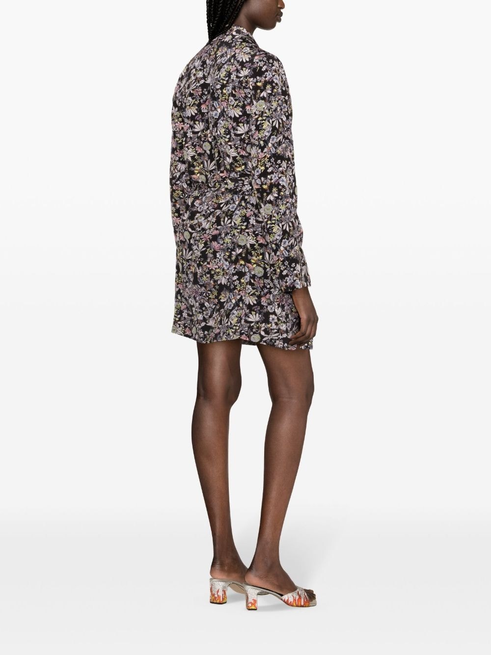 botanical-print silk shirtdress - 4