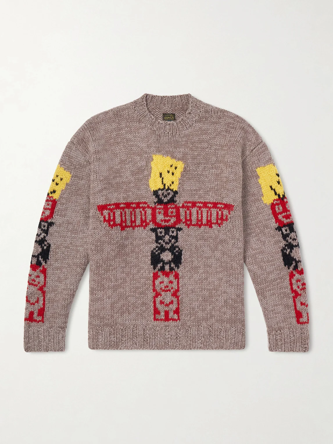 Peckish Totem Pole Intarsia Wool Sweater - 1
