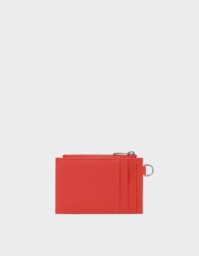 Ferrari Zip card holder in textured leather outlook