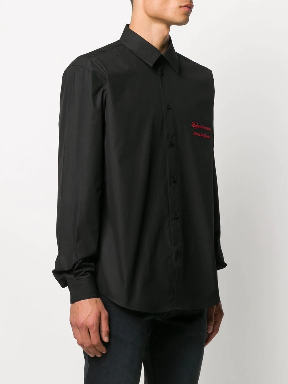 embroidered logo cotton shirt - 3