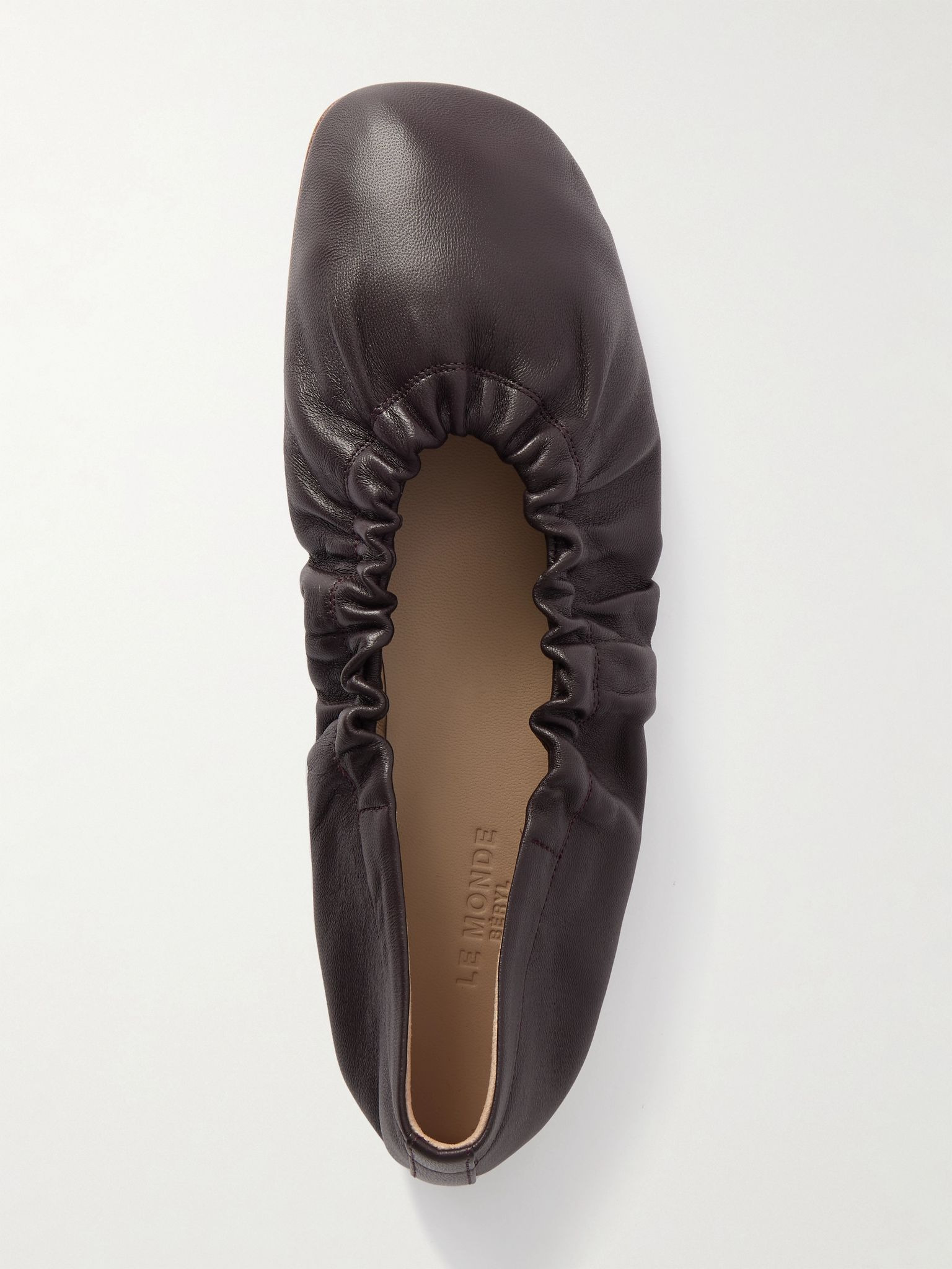 Mica gathered leather ballet flats Plum - 5