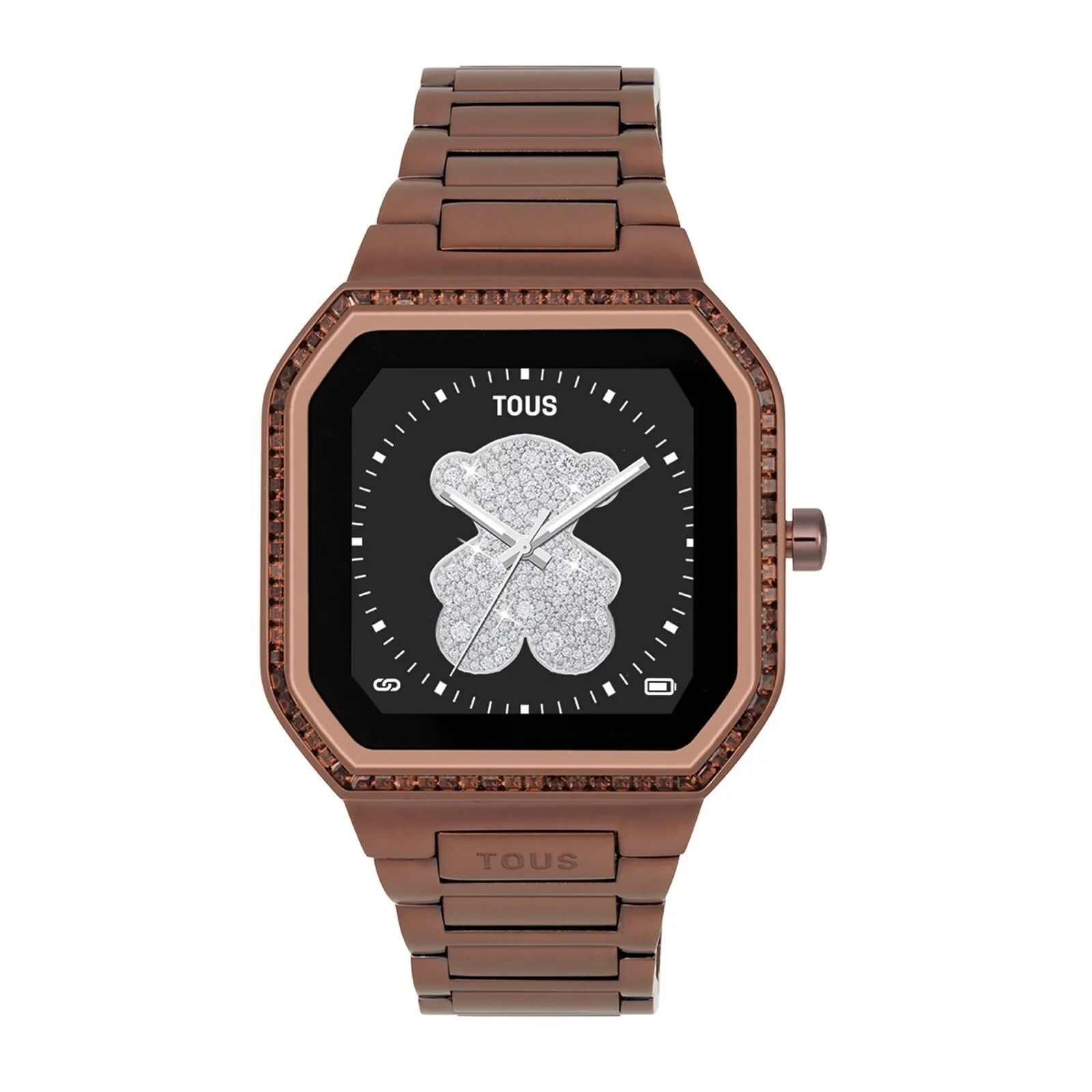 Smartwatch with brown steel bracelet and zirconias B-Connect - 1