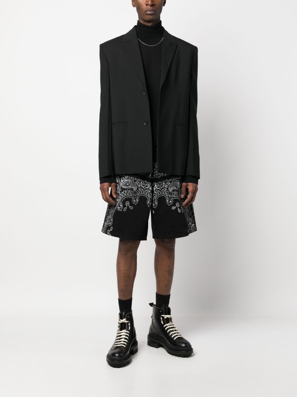 paisley-print denim bermuda shorts - 2