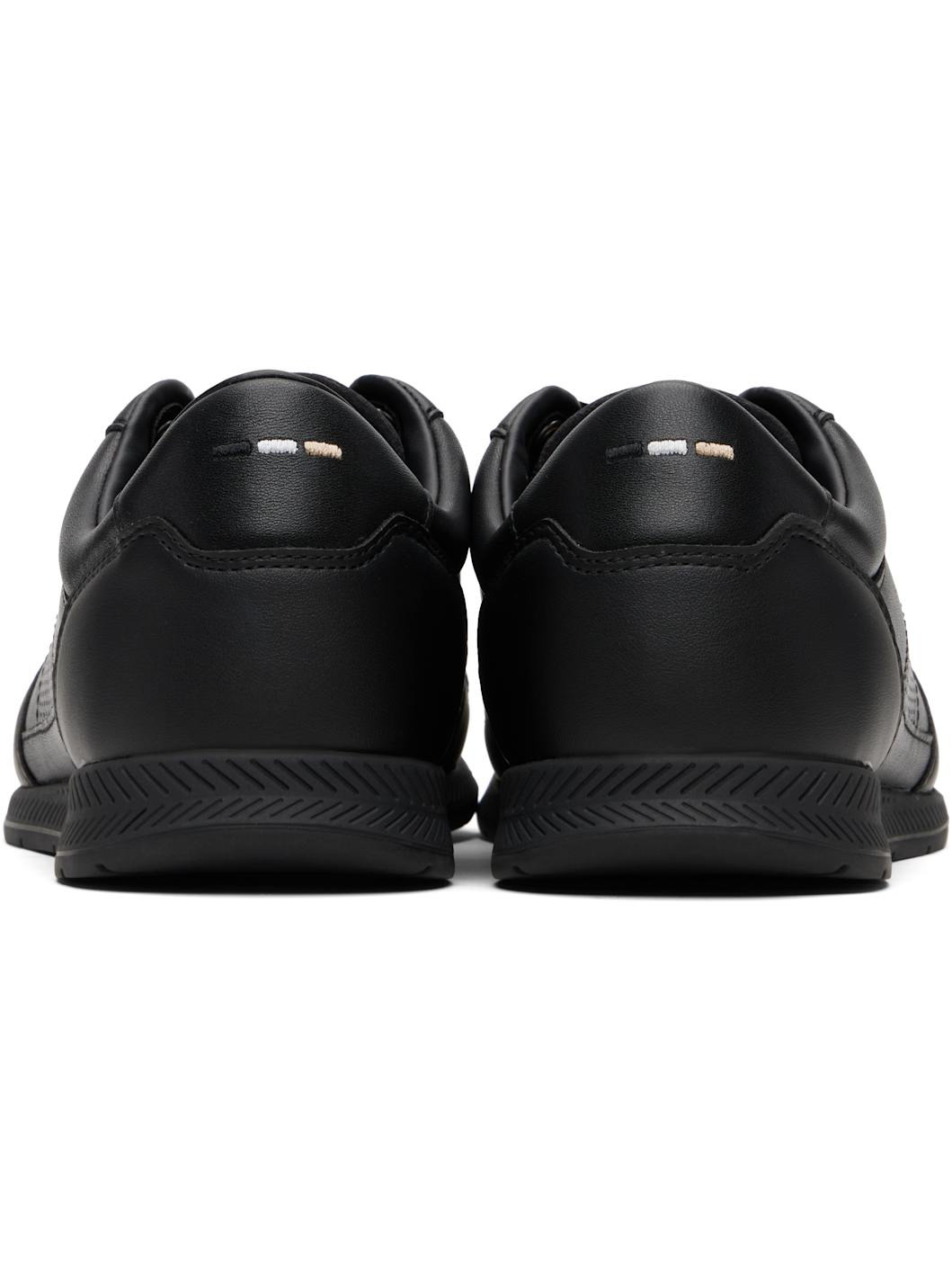 Black Leather Logo Sneakers - 2