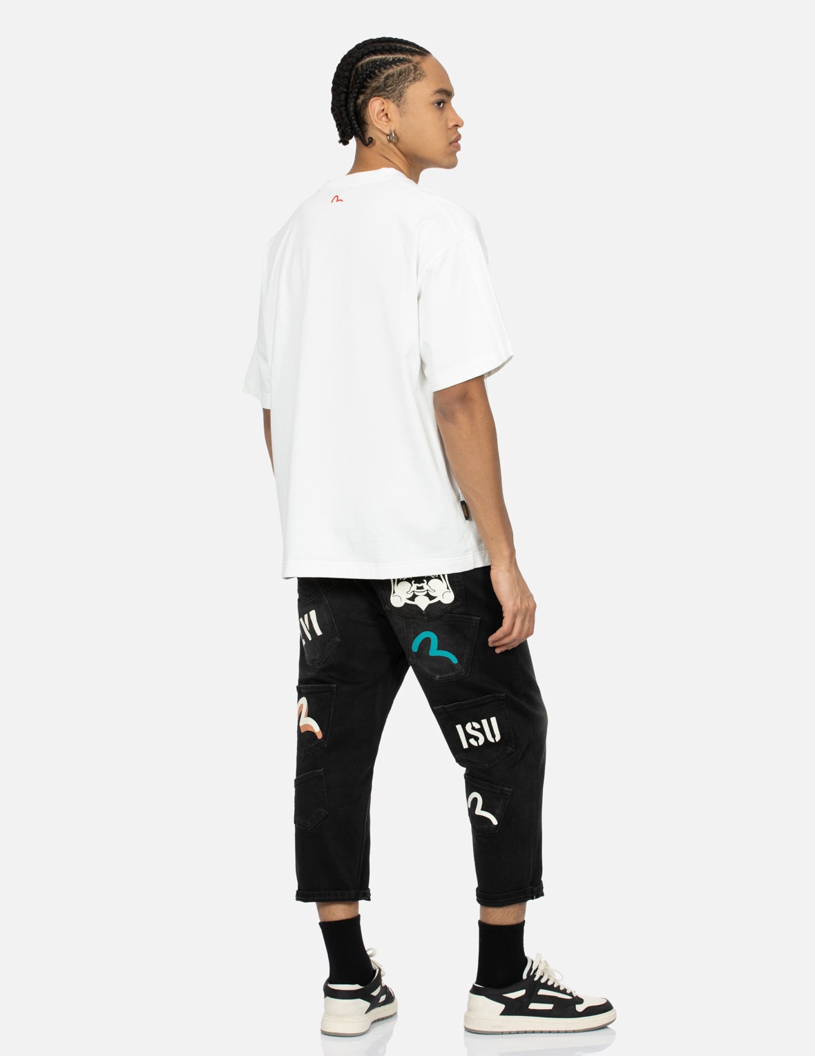 Multi-pocket and Multi-print Cropped-Fit Jeans #2027 - 2