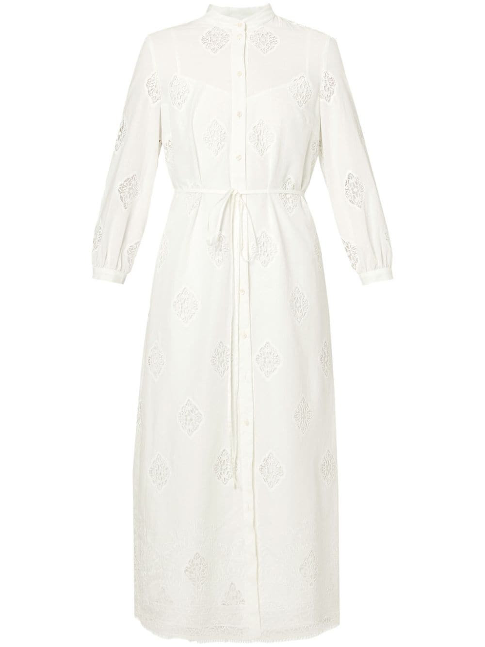 lace-panels midi shirtdress - 1