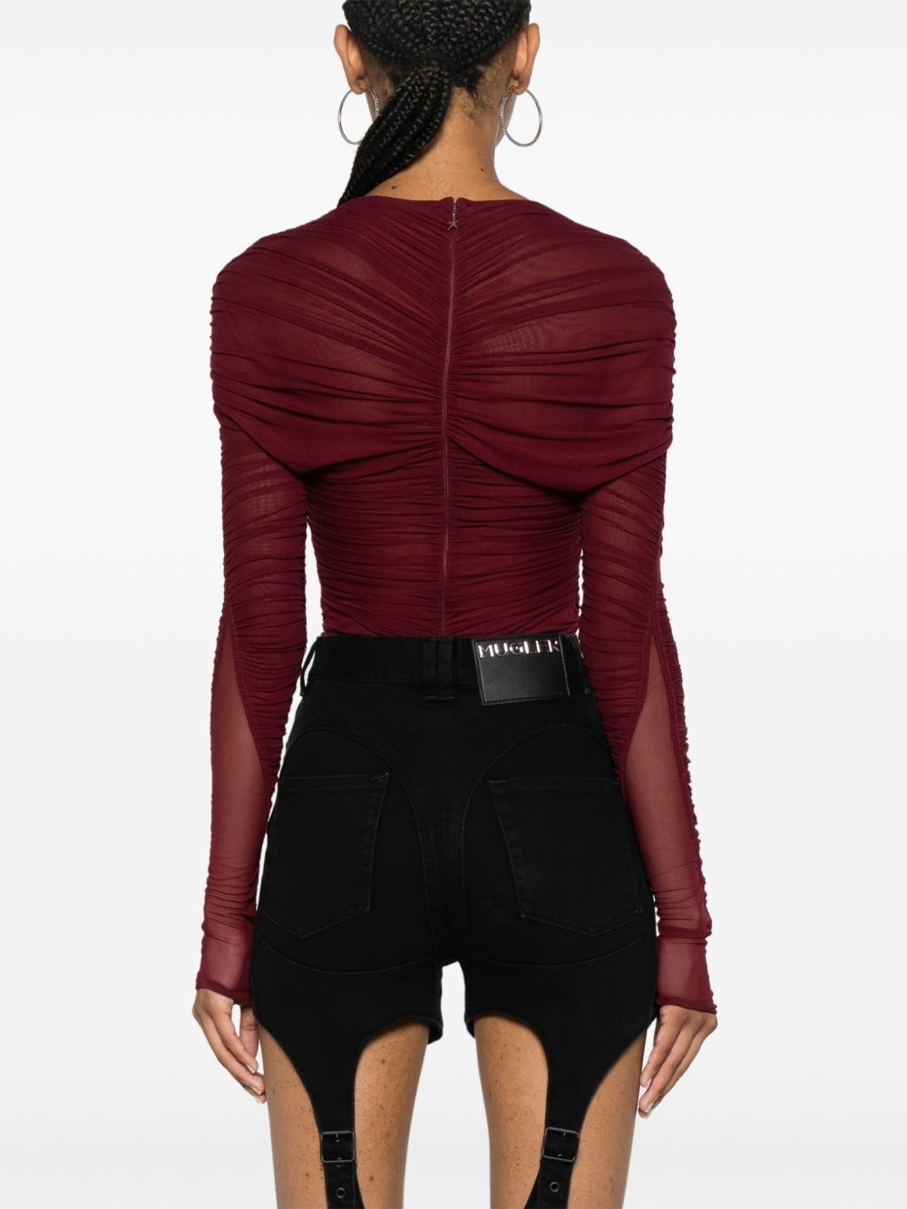 gathered semi-sheer bodysuit - 4