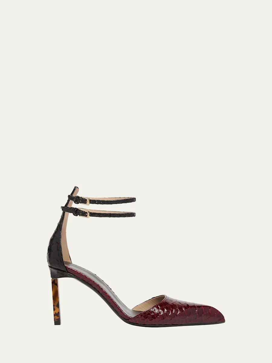 Python-Effect Stiletto T-Strap Pumps - 1
