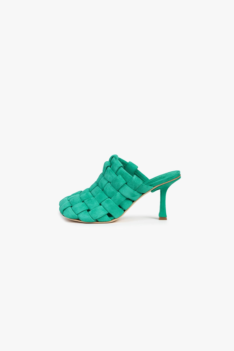 WILMA CHUBBY HIGH HEEL MULE EMERALD GREEN 1