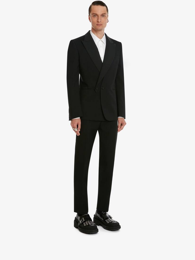 Men's Single-breasted Detachable Lapel Jacket in Black - 2