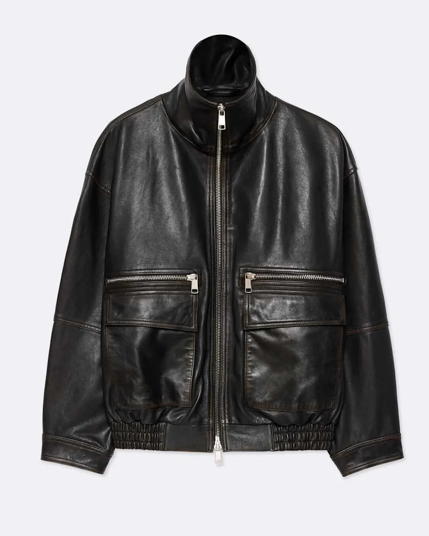 ELISA LEATHER BOMBER JACKET - 1