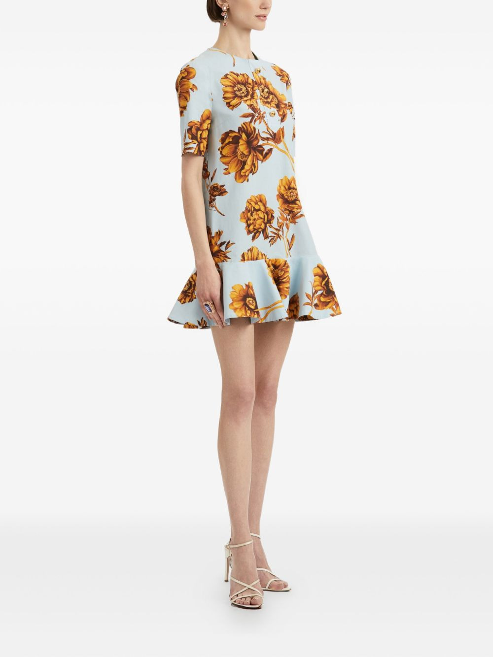 peony-print mini  dress - 3