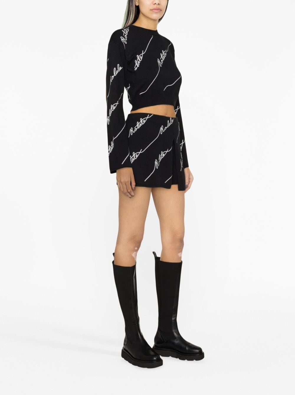 logo-embellished knitted miniskirt - 3