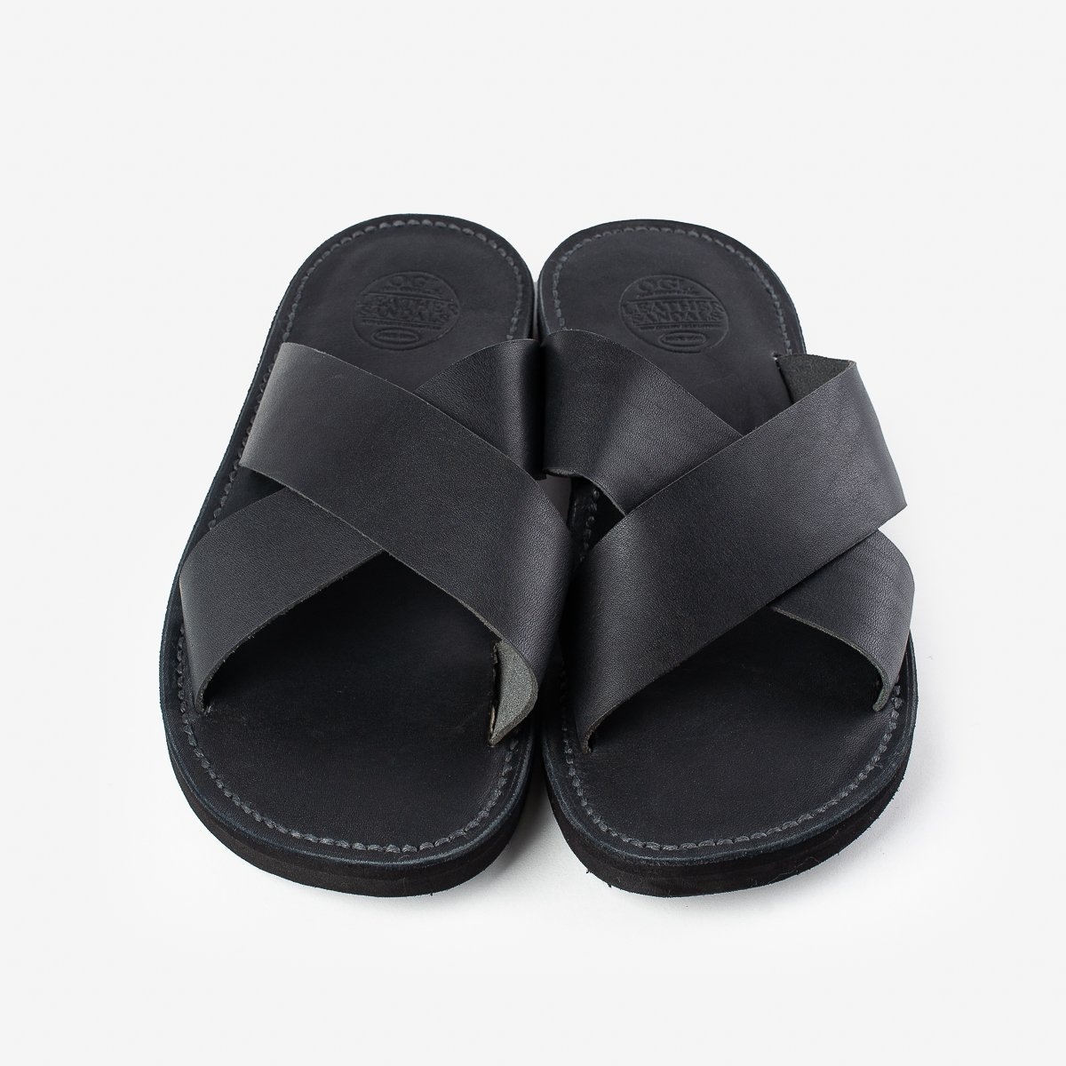 OGL-DRSOLE-CROSS-BLK OGL X Dr. Sole Leather Cross Sandals - Black - 5