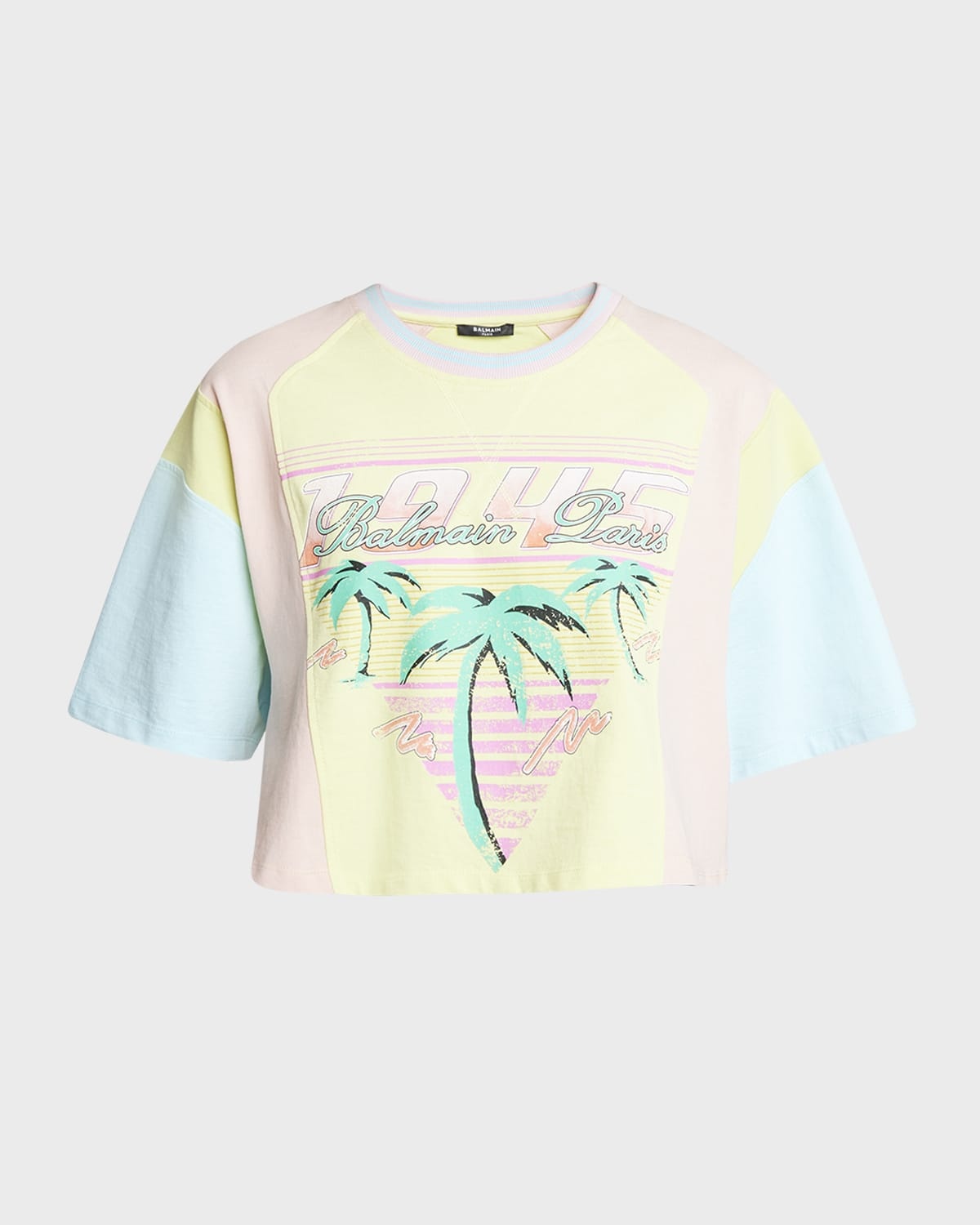 Palm Tree Colorblock Short-Sleeve Logo Crop T-Shirt - 1