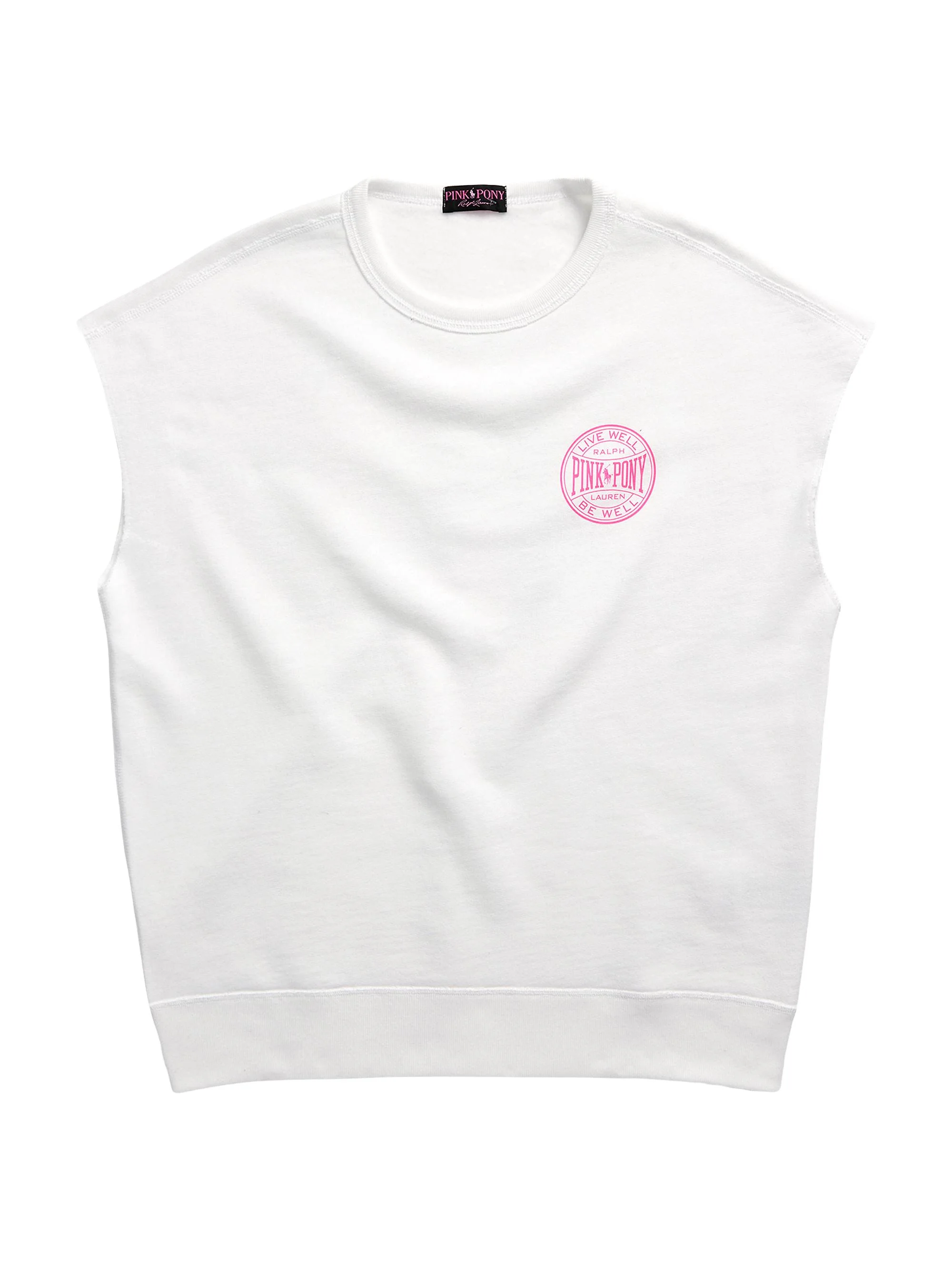 Men's Unisex Pink Pony Sleeveless Fleece Sweatshirt - Ceramic White - 1