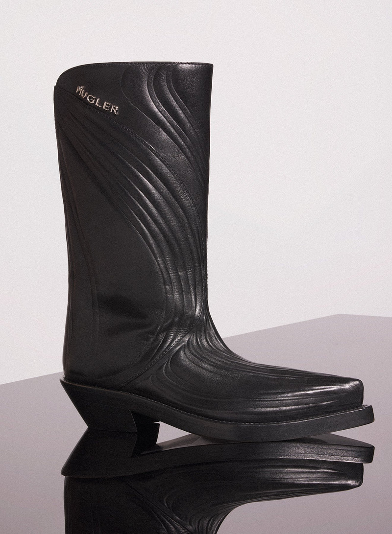 black embossed leather santiag boots - 1