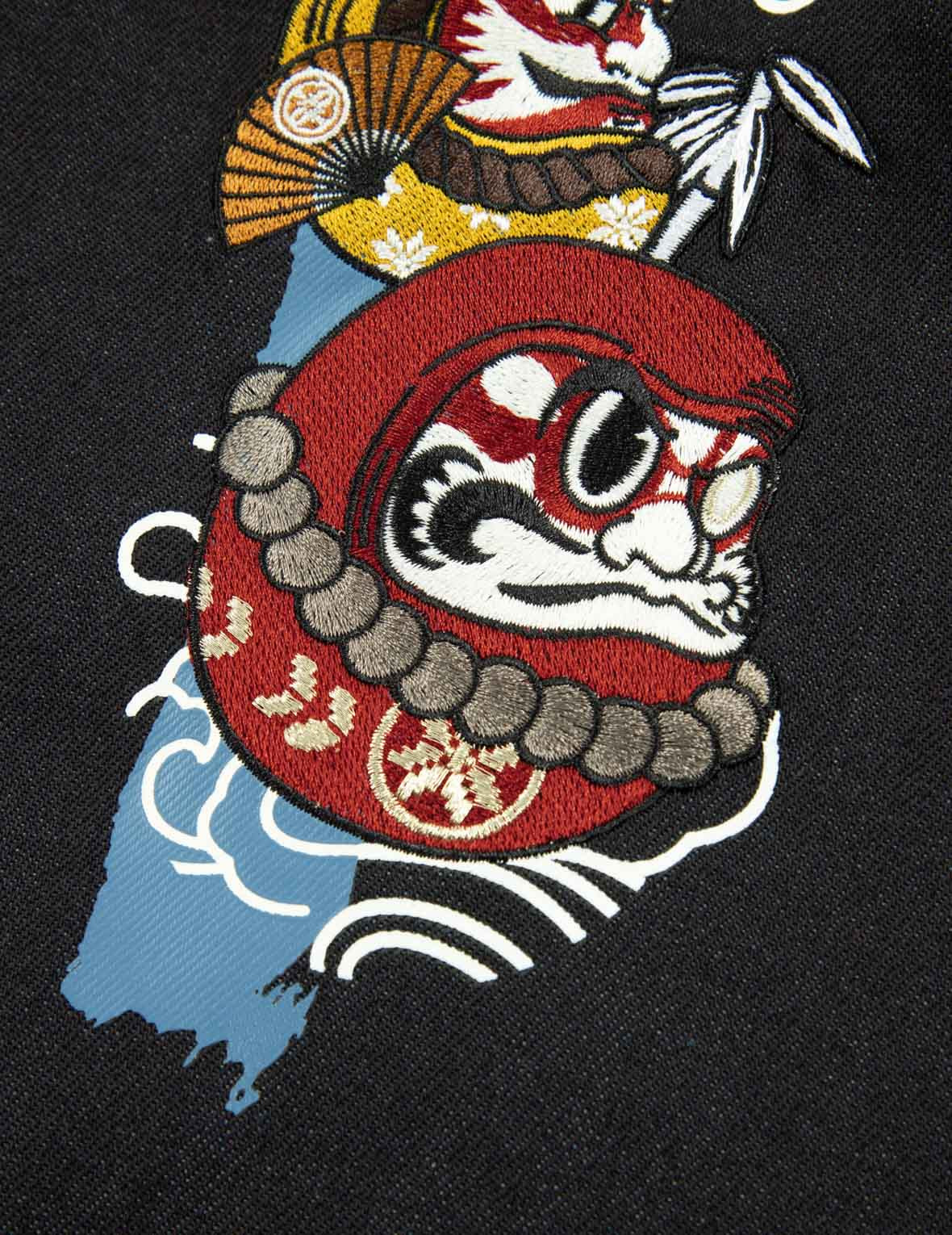 KUMADORI DARUMA DAICOCK PRINT AND EMBROIDERY LOOSE FIT DENIM JACKET - 9