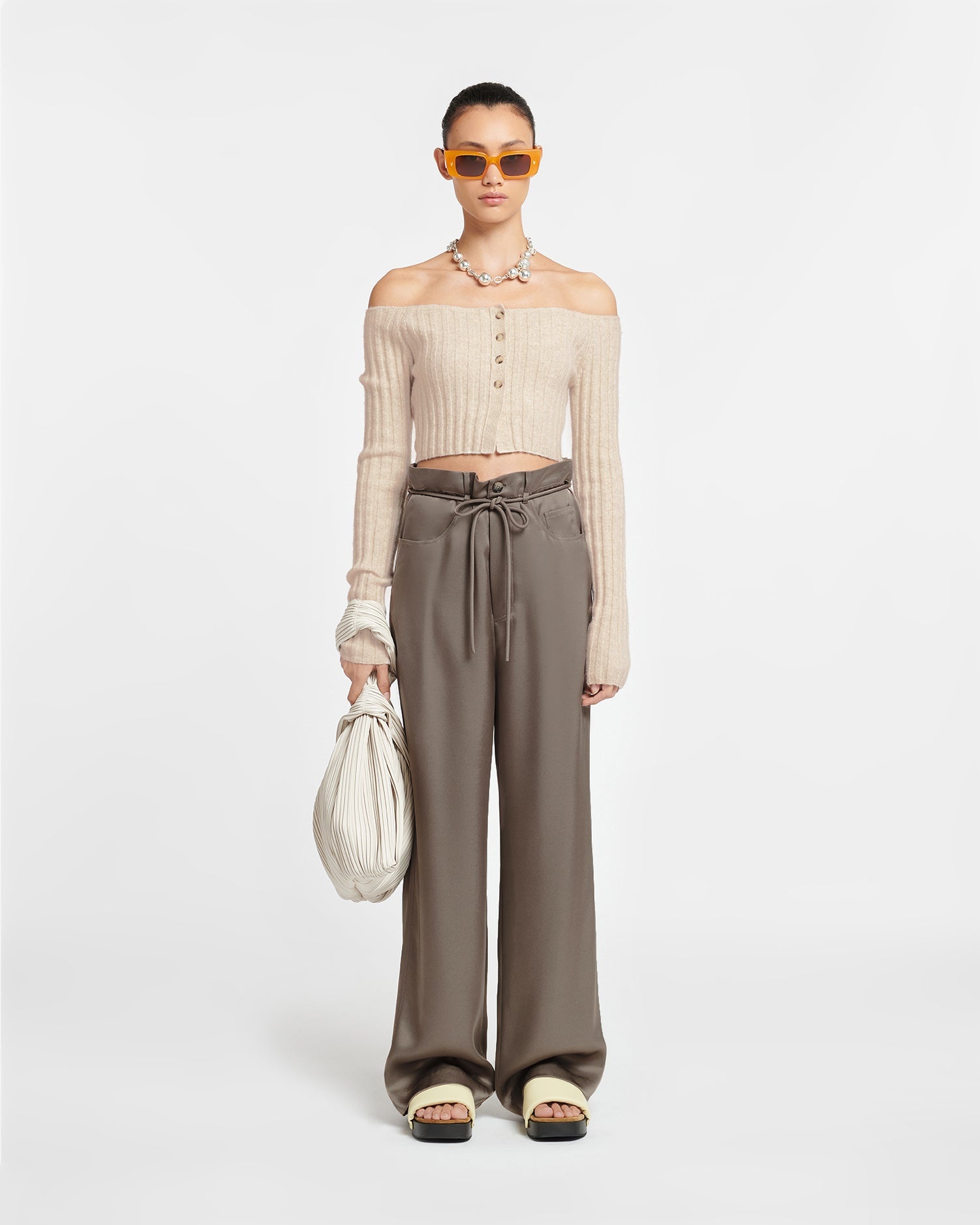 Off-The-Shoulder Jersey Cardigan - 2