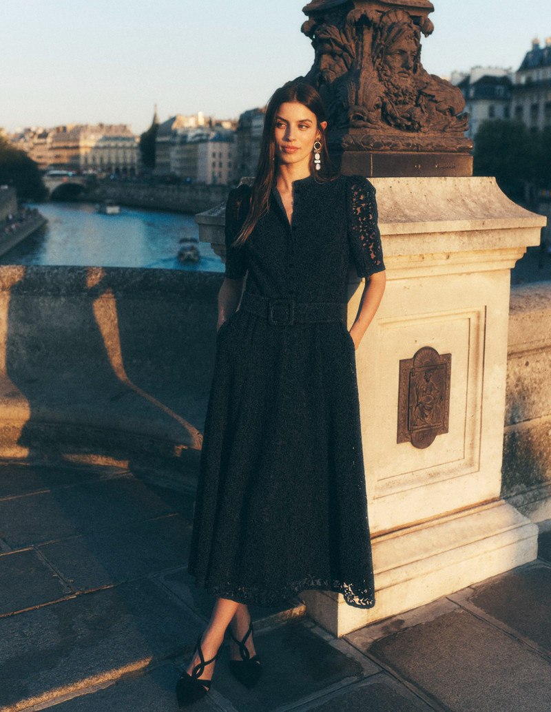 Kate Puff Sleeve Lace Dress-Black 8