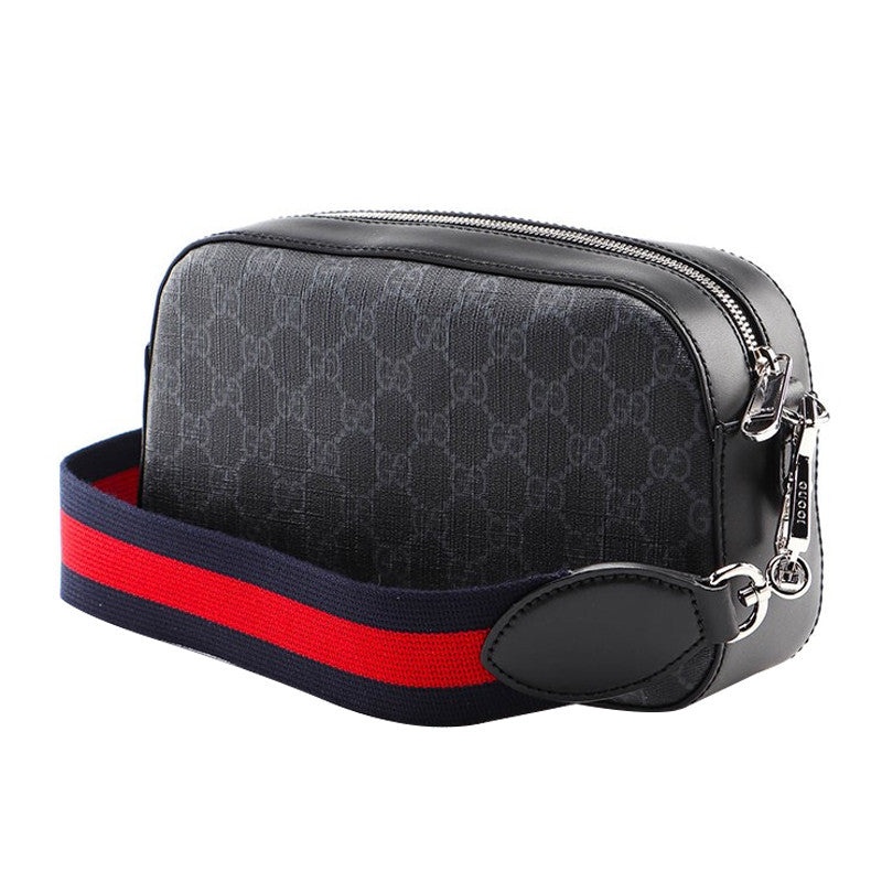 Gucci Logo Stripe Webbing Leather Shoulder Bag 'Black Red' 574886-K5RLN-1095 - 4