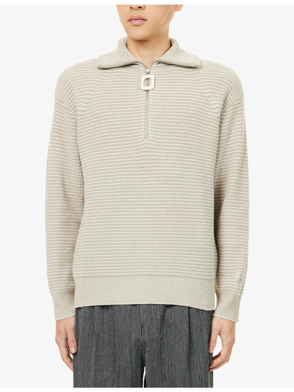 Striped Half-Zip Knitted Jumper - 3