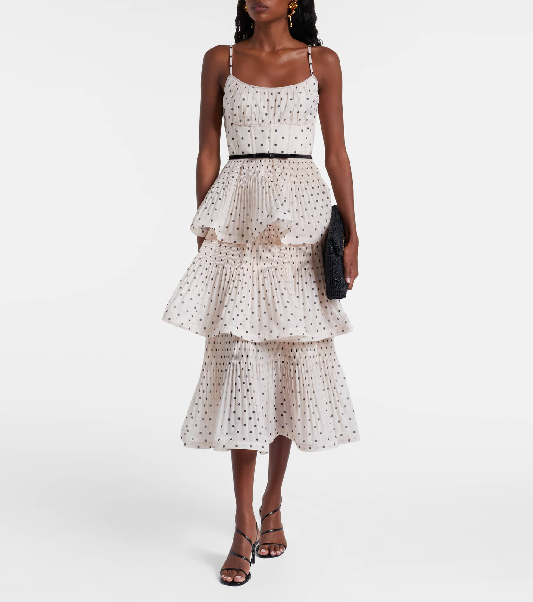 Polka-dot tiered midi dress - 2