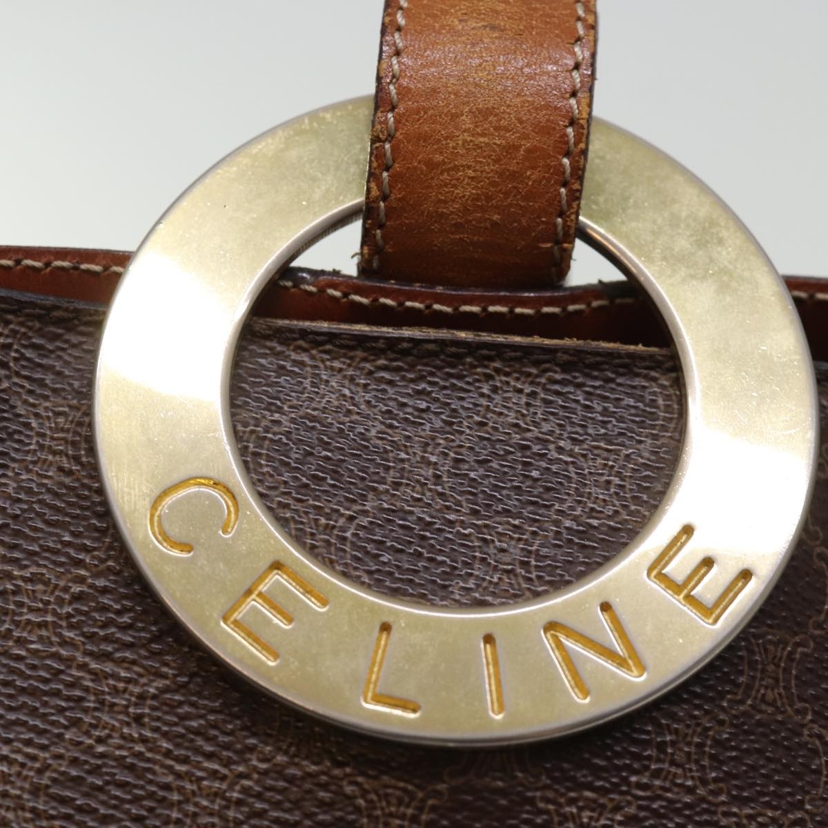 CELINE Macadam Canvas Shoulder Bag Pvc Brown - 14