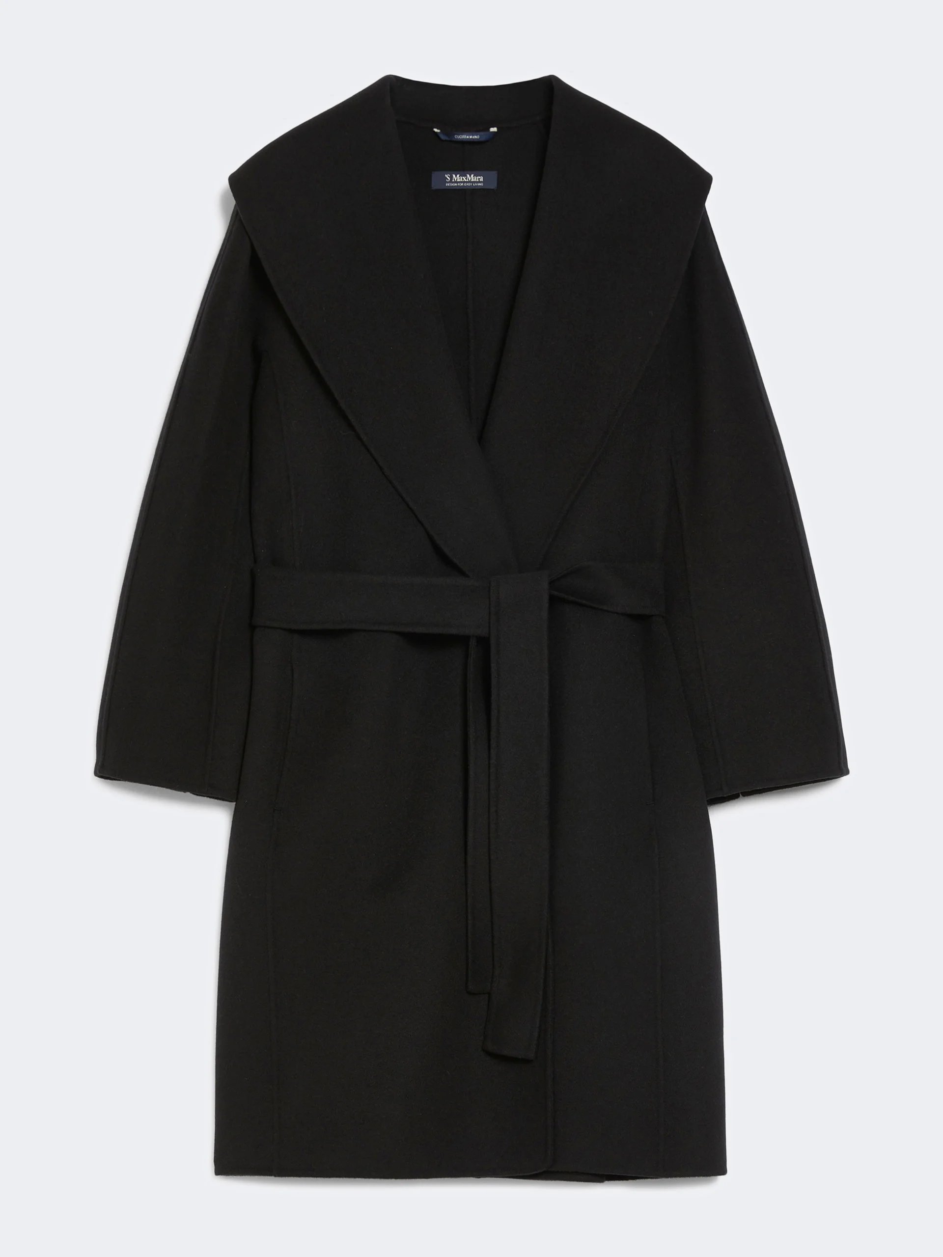 MESSI Double-faced wool robe coat - BLACK - 1