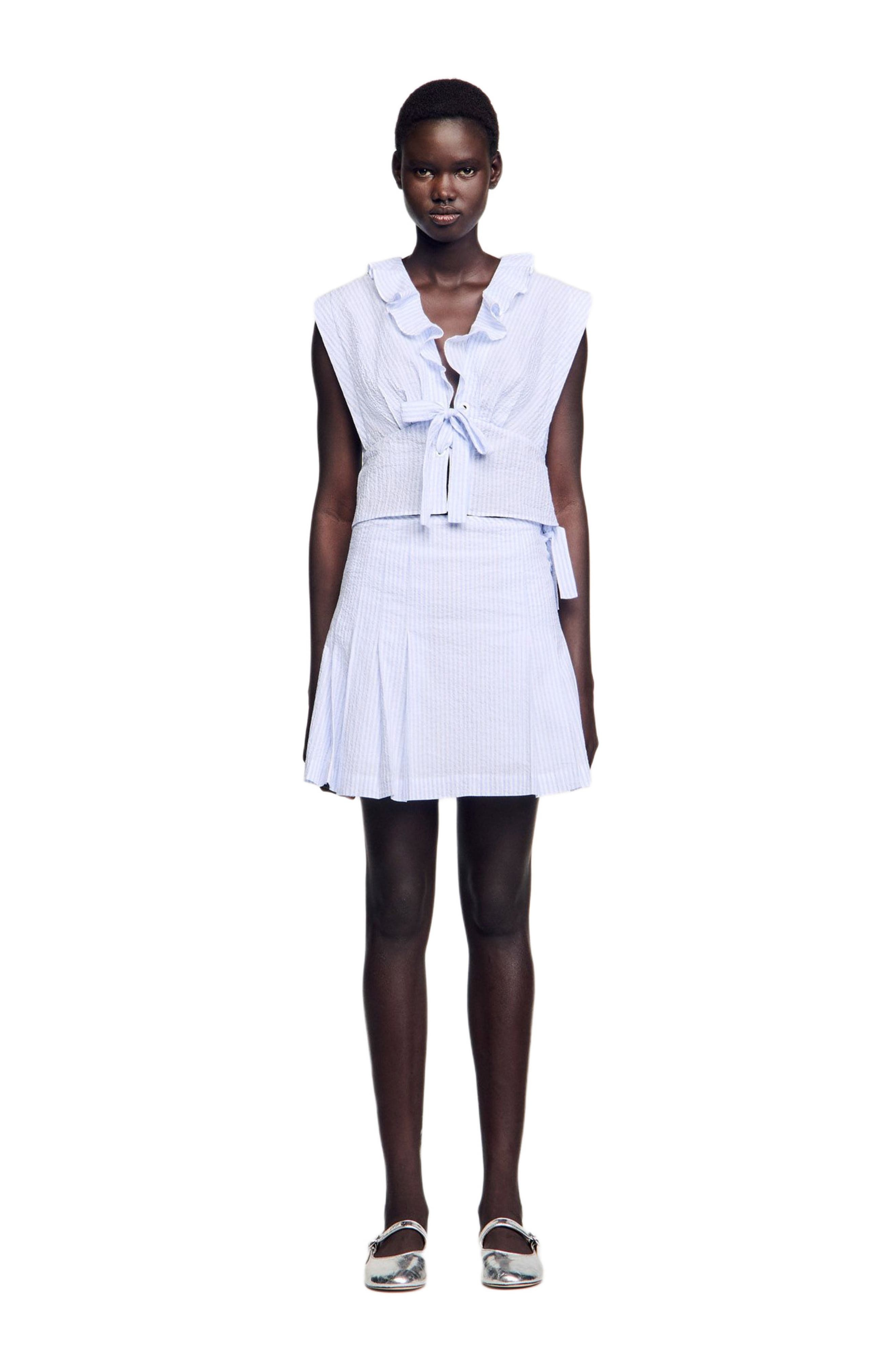 SANDRO Mini striped dress in Ciel /Blanc at Nordstrom - 3