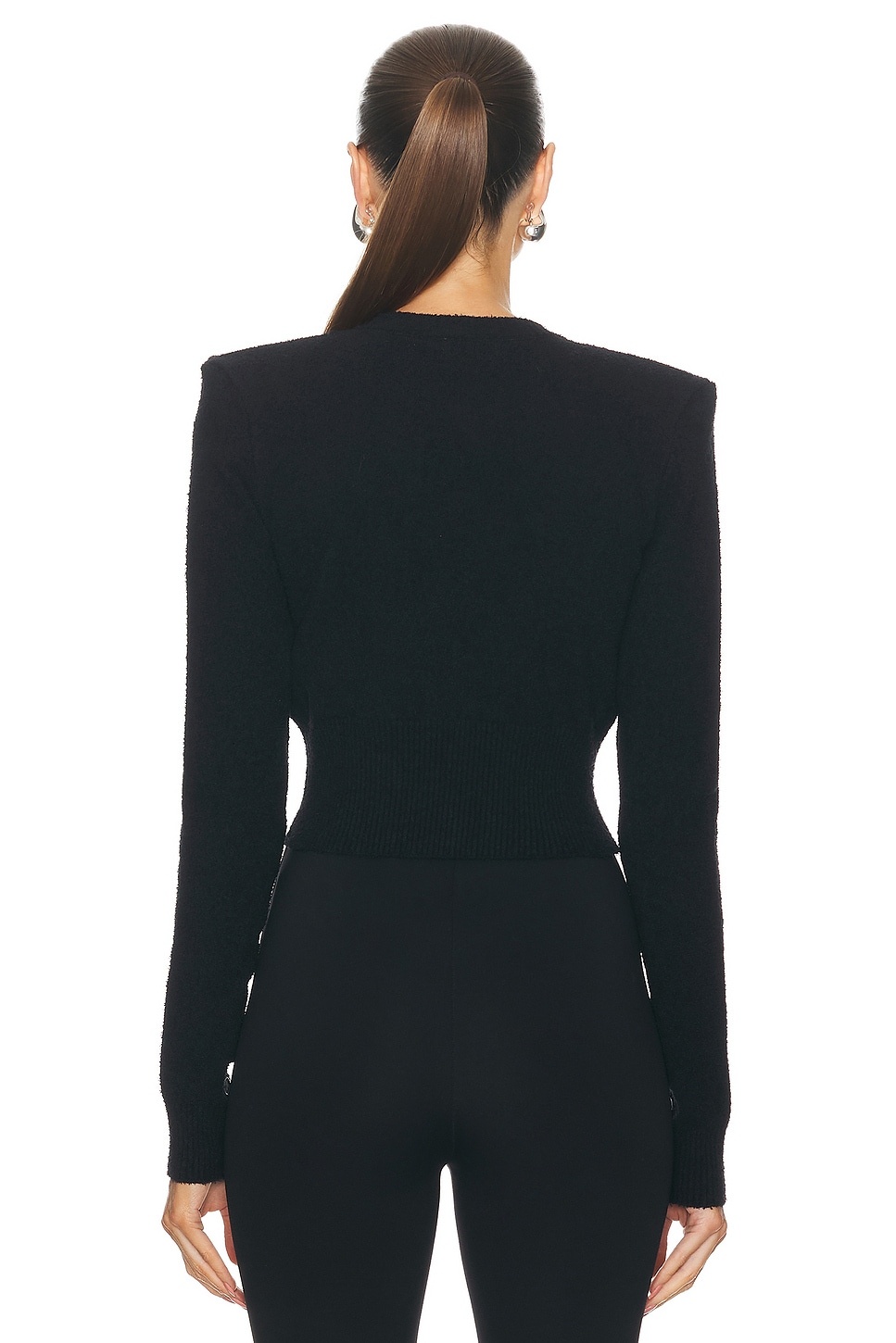 Cropped Cardigan With Shoulder Pads - 4