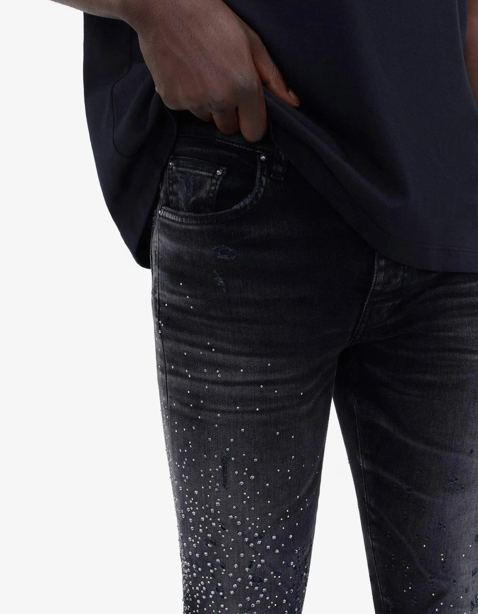 Amiri Jeans Black Crystal Shotgun - 5
