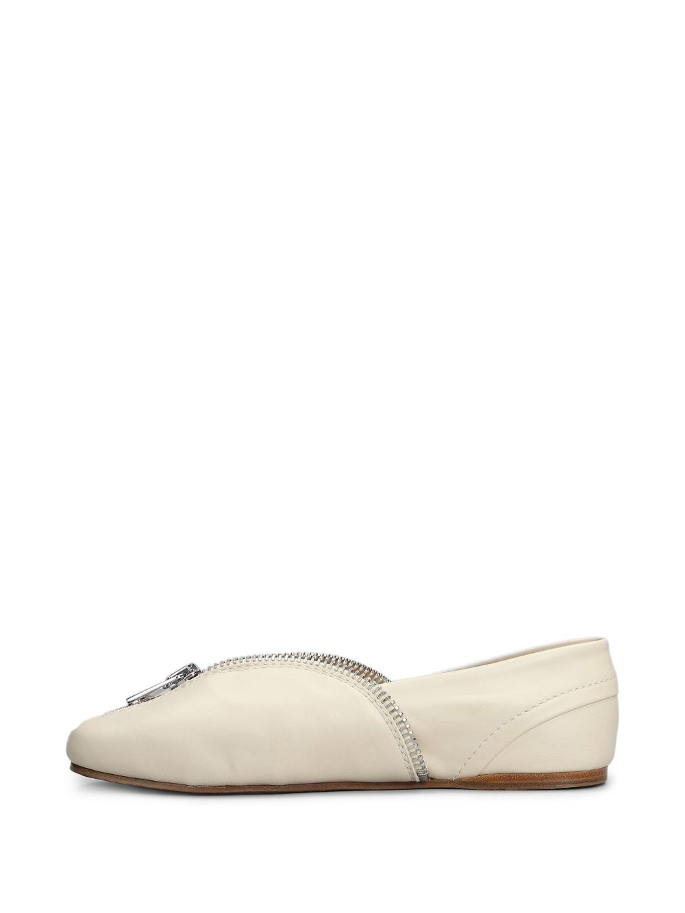 zip-detail leather ballerina shoes - 3