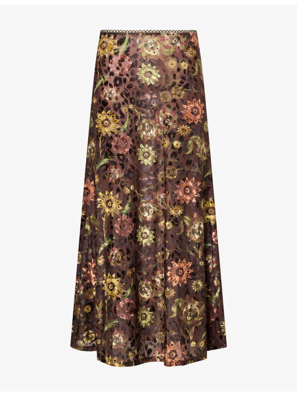 Siny Floral-Pattern Mesh Maxi Skirt - 1