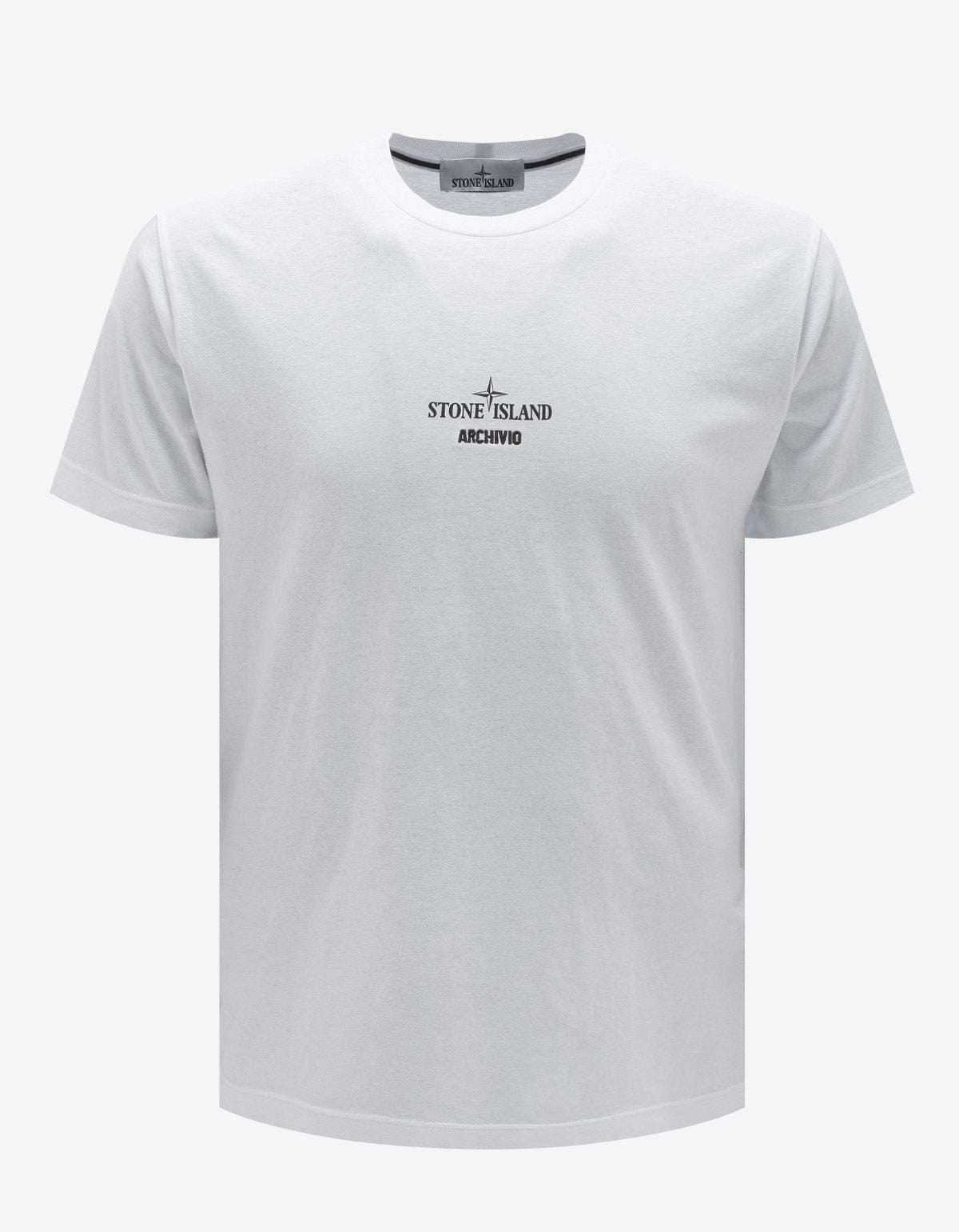 Stone Island White Archivio Logo T-Shirt | zoofashions