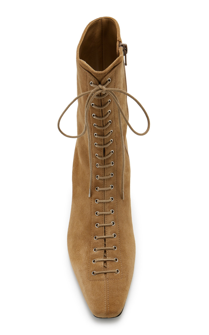 Totême Lace-Up Suede Ankle Boots tan outlook