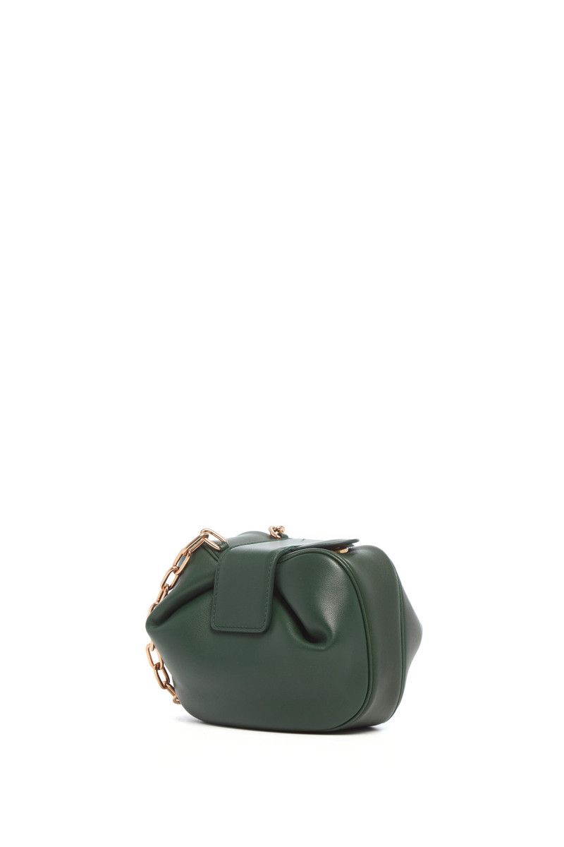 Soft Demi Clutch with Chain in English Green & Fluorescent Green Nappa Leather 1