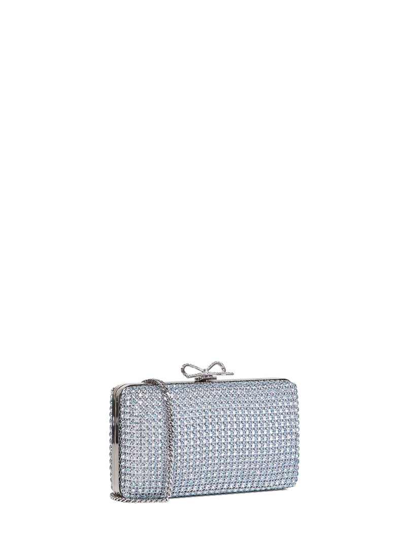 self-portrait Blue crystal chainmail clutch bag outlook
