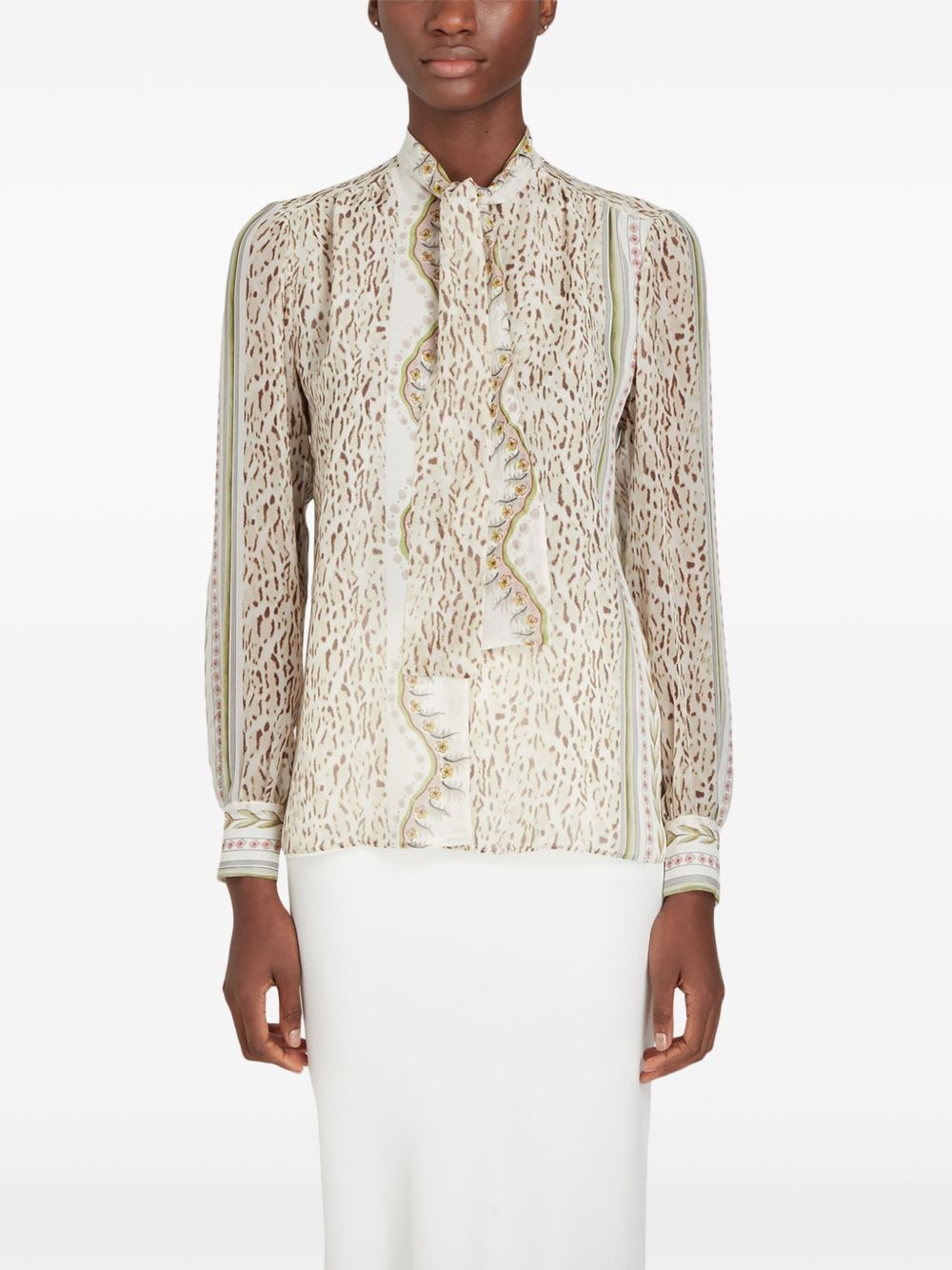 abstract-print silk-georgette blouse - 2