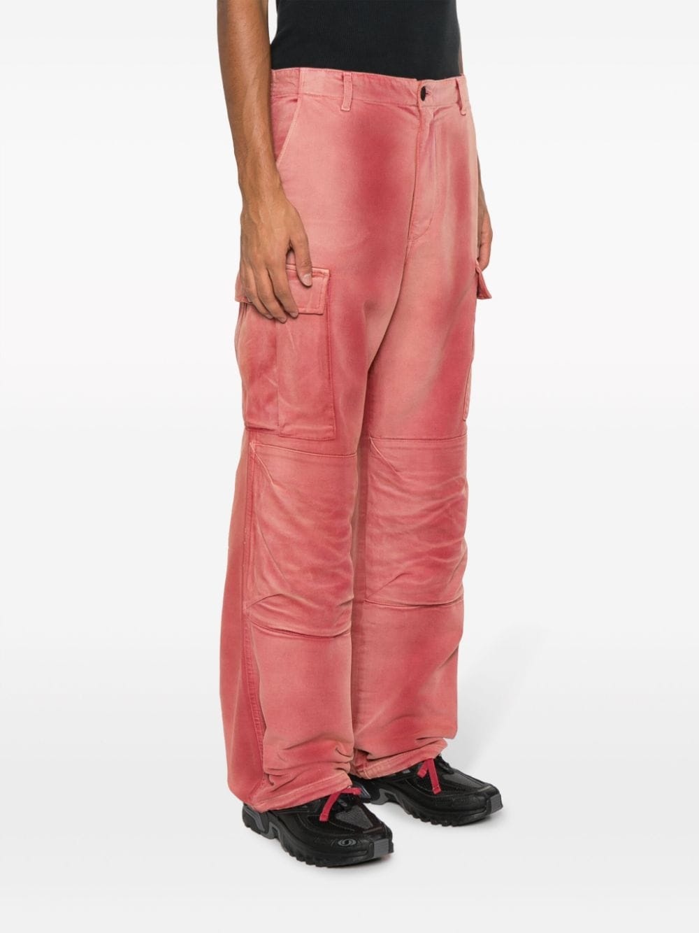 distressed-effect cotton cargo trousers - 3