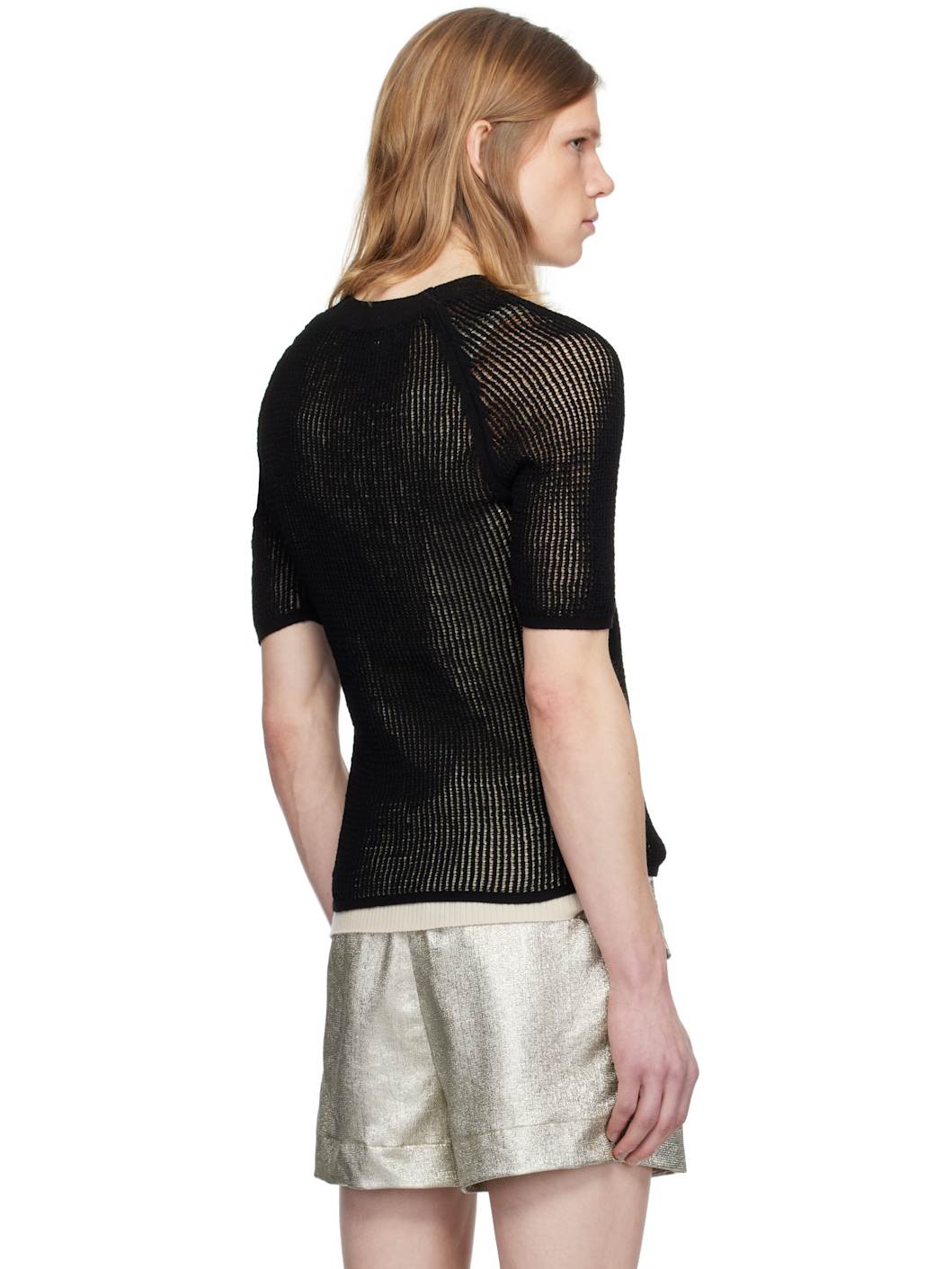 Black Open-Knit Sweater - 3