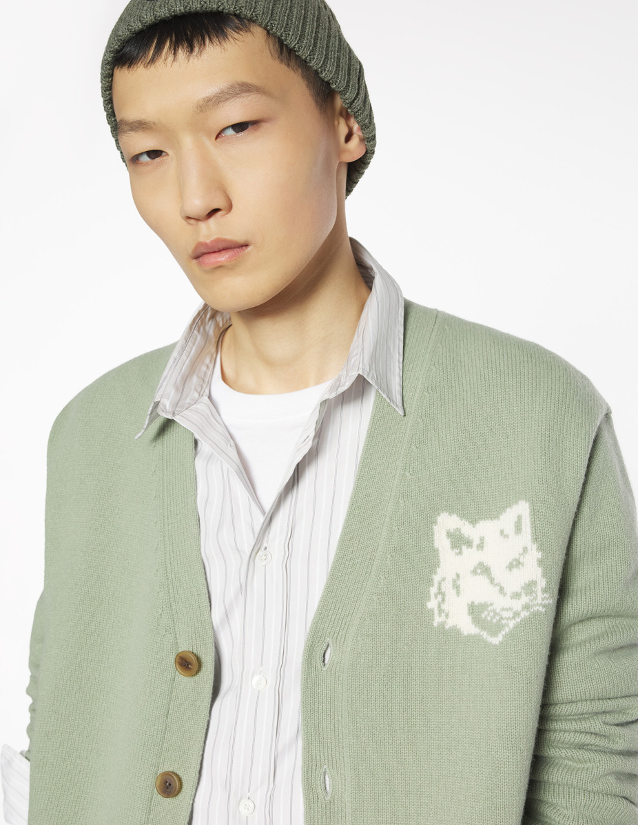 FOX HEAD INTARSIA MERINO CARDIGAN - 4